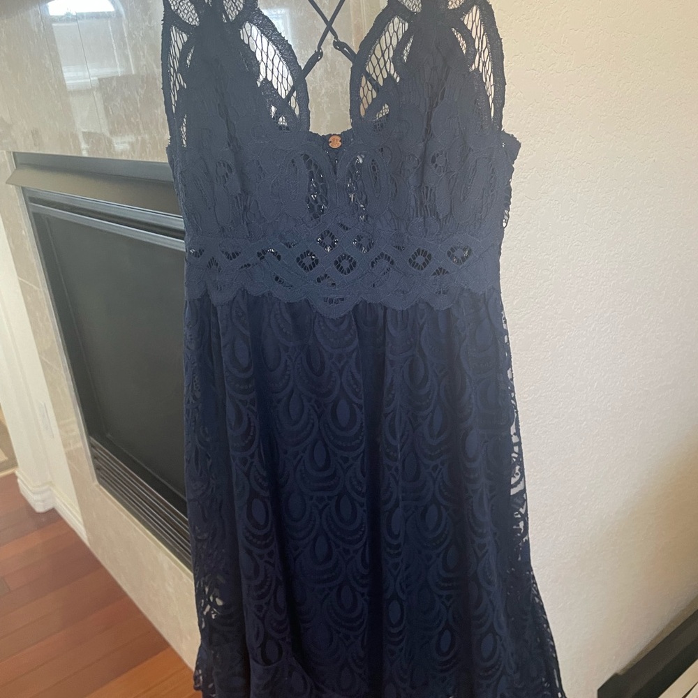 Free People Navy Blue Lace Dress NWT